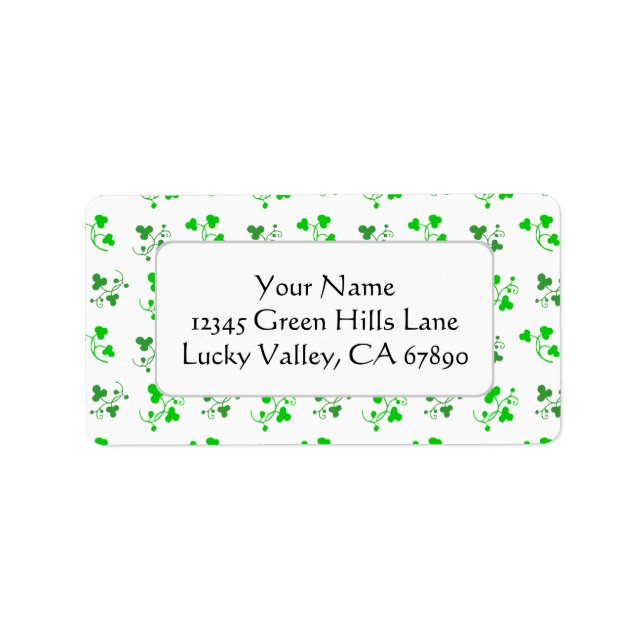 Grönt Shamrocks Anpassningsbar Address Label-mall Adressetikett (Framsidan)