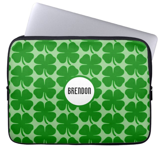 Grönt Shamrocks Customized Neoprene Laptop sleeve (Framsidan)