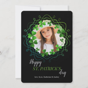 Grönt Shamrocks-fotokort Julkort