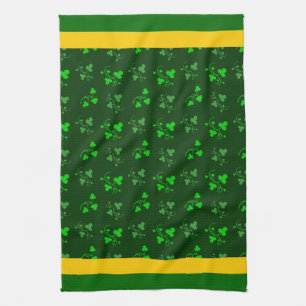 Grönt Shamrocks Gult Rand Kitchen Towel Kökshandduk