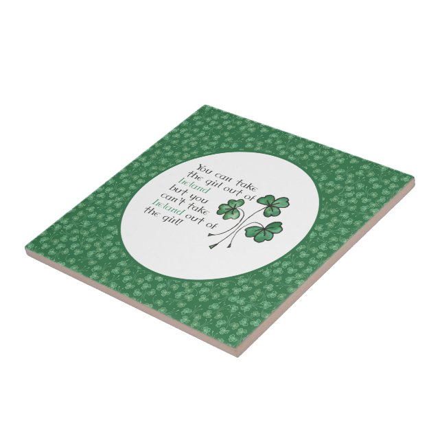 Grönt Shamrocks Irish Girl Quote Ceramic Tile Kakelplatta (Sidan)