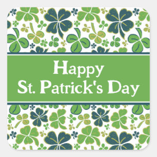 Grönt Shamrocks Klöver Lycklig St. Patrick's Day Fyrkantigt Klistermärke