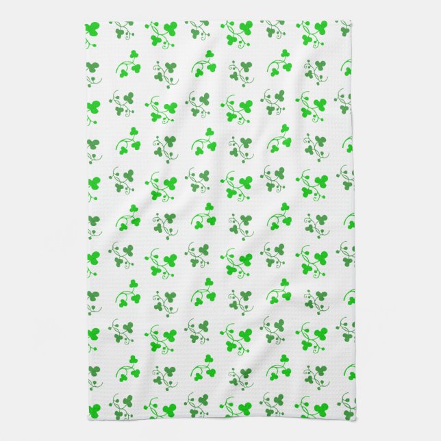 Grönt Shamrocks Mönster Kitchen Towel Kökshandduk (Vertikal)