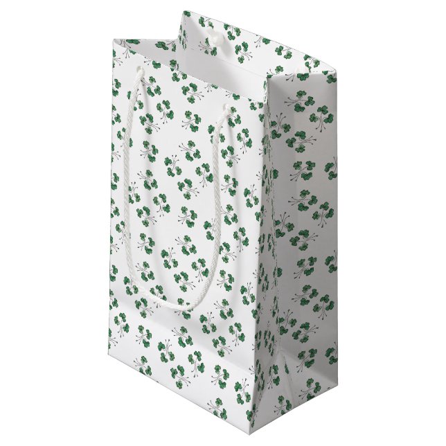 Grönt Shamrocks Mönster på White Small Gift-blocke (Framsidan Vinklad)