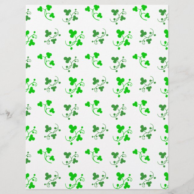 Grönt Shamrocks Mönster Scrapbook Papper (Framsida)