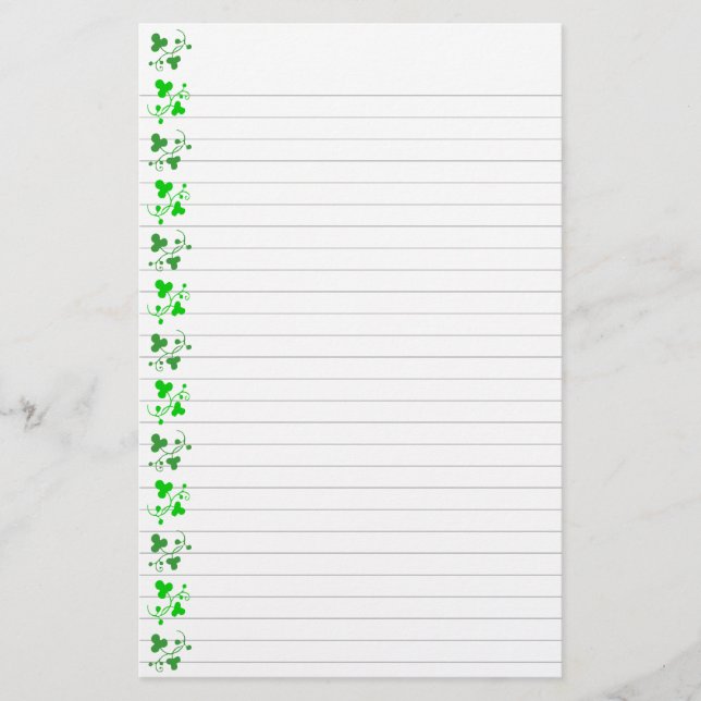 Grönt Shamrocks Mönster Stationery Linline Brevpapper (Framsida)