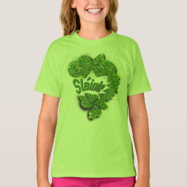 Grönt Shamrocks mousserande glitter-hjärtan Shaint T Shirt
