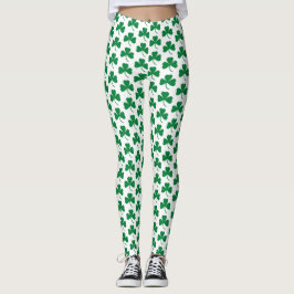 Grönt Shamrocks on White, St. Patrick's Day Leggings