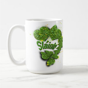Grönt Shamrocks Pärlande hjärtan Shainte Kaffemugg