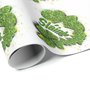 Grönt Shamrocks Pärlande hjärtan Shainte Presentpapper