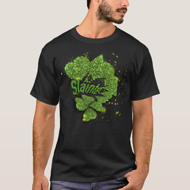 Grönt Shamrocks | Pärlande hjärtan Shainte T Shirt (Framsida)