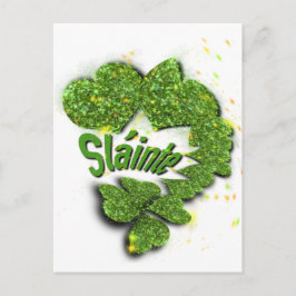 Grönt Shamrocks | Pärlande hjärtan Shainte Vykort