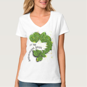Grönt Shamrocks   Pärlande hjärtan T Shirt