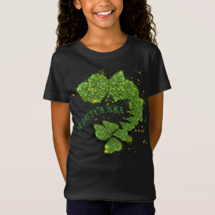 Grönt Shamrocks   Pärlande hjärtan T-Shirt