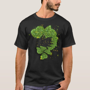 Grönt Shamrocks   Pärlande hjärtan T Shirt