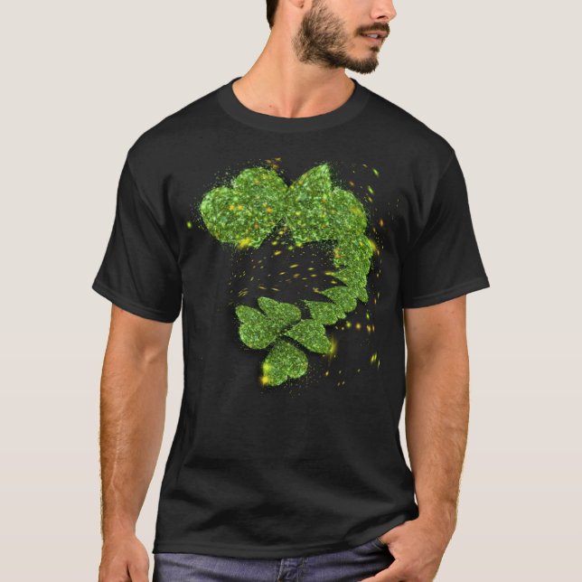 Grönt Shamrocks | Pärlande hjärtan T Shirt (Framsida)