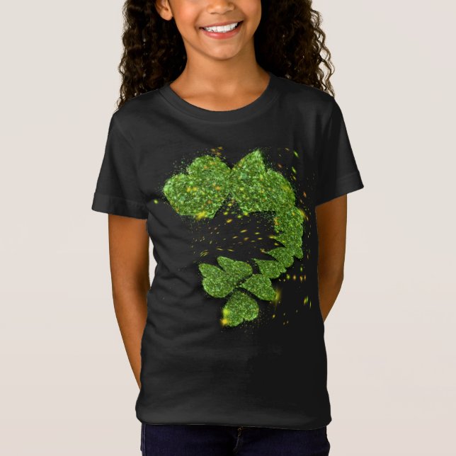 Grönt Shamrocks | Pärlande hjärtan T Shirt (Framsida)