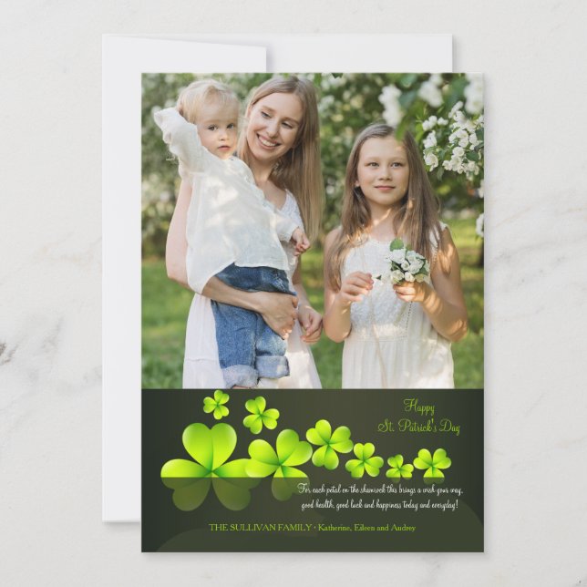 Grönt Shamrocks Photo Greeting Card Julkort (Framsida)