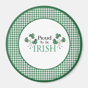 Grönt Shamrocks Proud att bli Irish Round Magnet