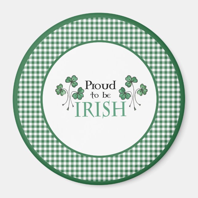 Grönt Shamrocks Proud att bli Irish Round Magnet (Framsidan)