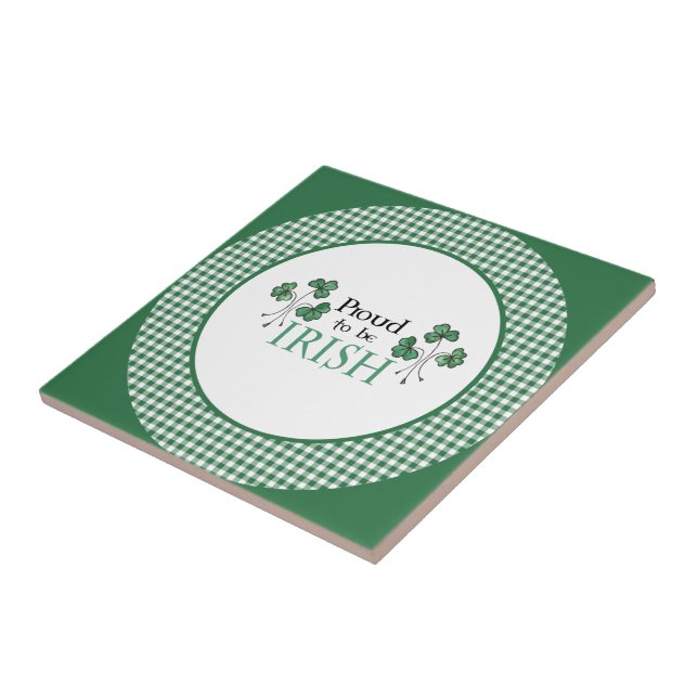 Grönt Shamrocks Proud to be Irish Ceramic Tile Kakelplatta (Sidan)