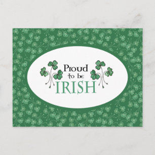Grönt Shamrocks Proud to be Irish Postcard Vykort