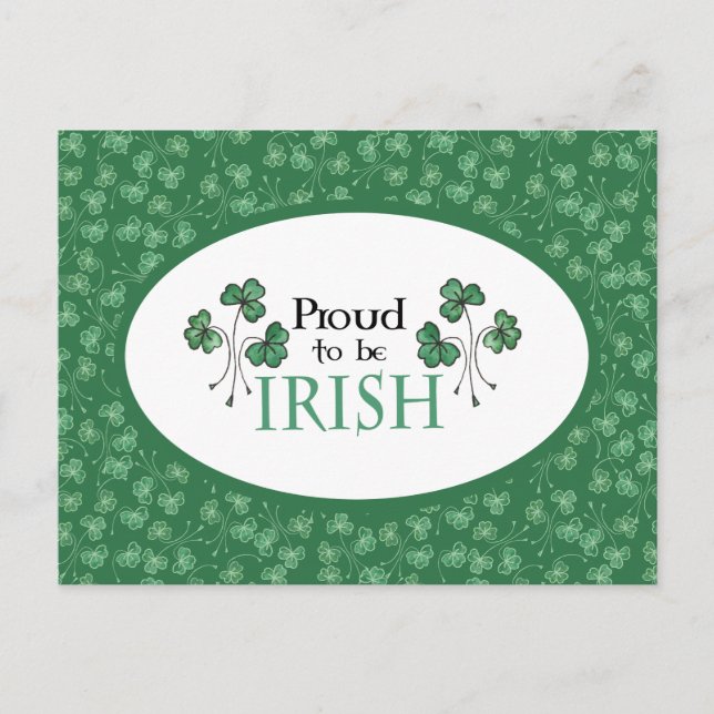 Grönt Shamrocks Proud to be Irish Postcard Vykort (Framsida)