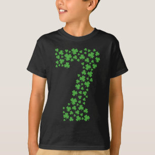 Grönt Shamrocks St patricks day 7 Year Old Boy Kid T Shirt
