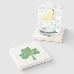 Grönt Shamrocks St. Patrick's Day Custom Name Stenunderlägg