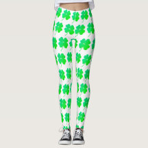 Grönt Shamrocks St. Patricks Day Irish Leggings