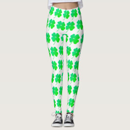 Grönt Shamrocks St. Patricks Day Irish Leggings