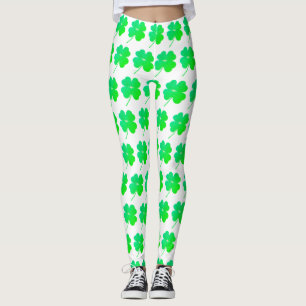 Grönt Shamrocks St. Patricks Day Irish Leggings