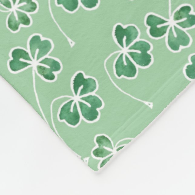 Grönt Shamrocks, Vita konturer Blanket Blanket Fleecefilt (Hörn)