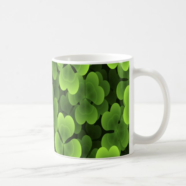 Grönt Shamrockväxtmönster Kaffemugg (Höger)