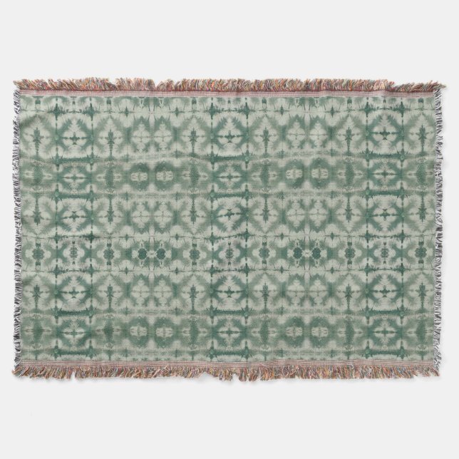 Grönt Shibori Färgat X Markerar Stället Filt (Framsidan)