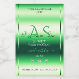 Grönt Shimmery Product Labels Rhinestones Monogram Mat Etikett