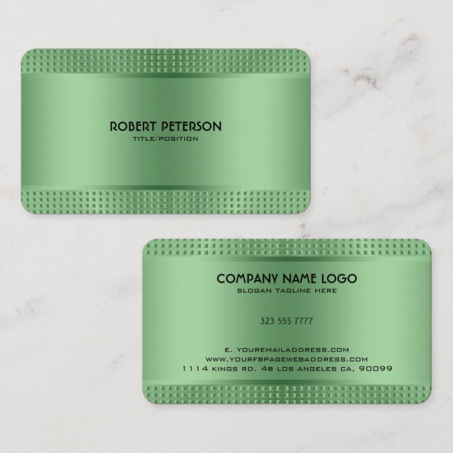 Grönt Shiny Metallic Design Stainless Steel-utseen Visitkort (Fram/baksida)