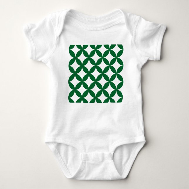 Grönt Shippo Mönster Baby Romper - Japansk tradit T Shirt (Framsida)