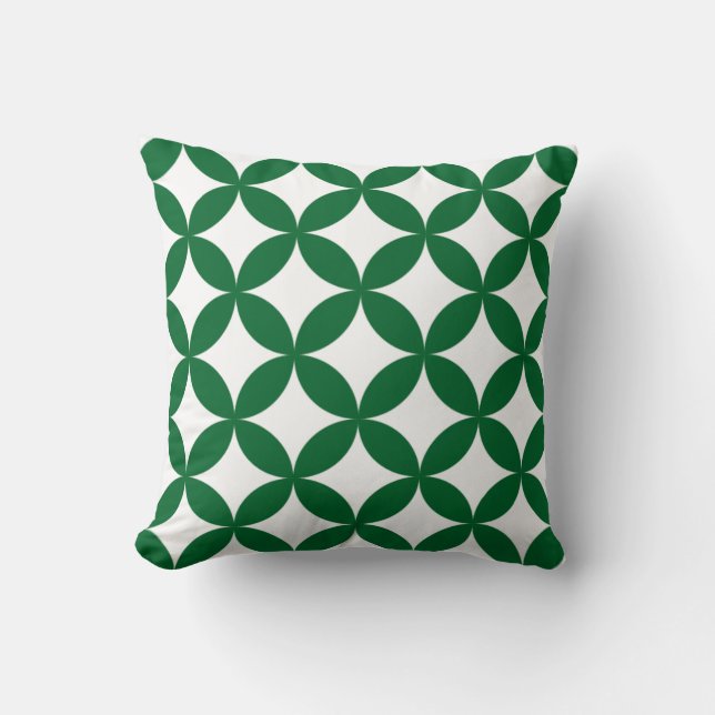 Grönt Shippo Mönster Cushion - Japansk traditionel Kudde (Framsida)