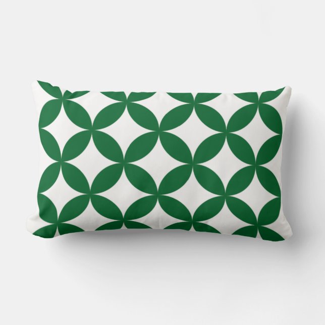 Grönt Shippo Mönster Pillow - Japansk traditionell Lumbarkudde (Framsida)