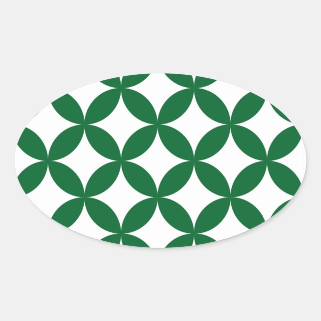 Grönt Shippo Oval Stickers Ovalt Klistermärke (Framsida)