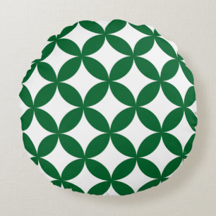 Grönt Shippo Round Pillow - Japansk traditionell G Rund Kudde