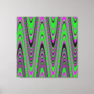 Grönt Shock rosa Black Modern Geometric Wave Canvastryck