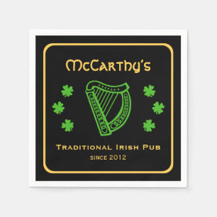 Grönt Shrock harp anpassningsbar namn Irish pub Pappersservett