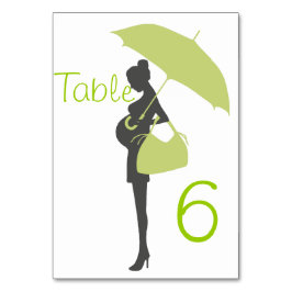 Grönt Silhouette Baby Shower Bord-kort Bordsnummer