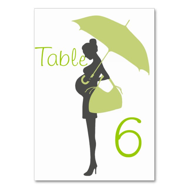 Grönt Silhouette Baby Shower Bord-kort Bordsnummer (Framsidan)