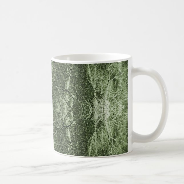 Grönt silhuetterad träd mönster kaffemugg (Höger)
