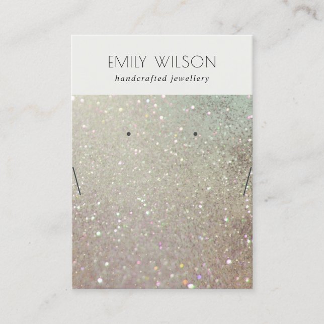 Grönt Silver Gnistra Earring Necklace-Visning Visitkort (Framsida)