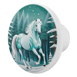 Grönt Silver Horse in Enchanted Forest Knopp