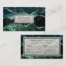 Grönt Silver Marble Geode-avtalskort